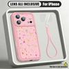 Colorful Stars Print Lanyard Case For iPhone 18 Pro Max Shockproof Bumper Soft Silicone Cover For iPhone 17 16 15 14 13 Pro Max 17E