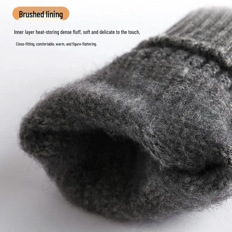 Men’s Wool Touchscreen Gloves: Fleece-Lined, Thick Knit for Autumn/Winter Cycling