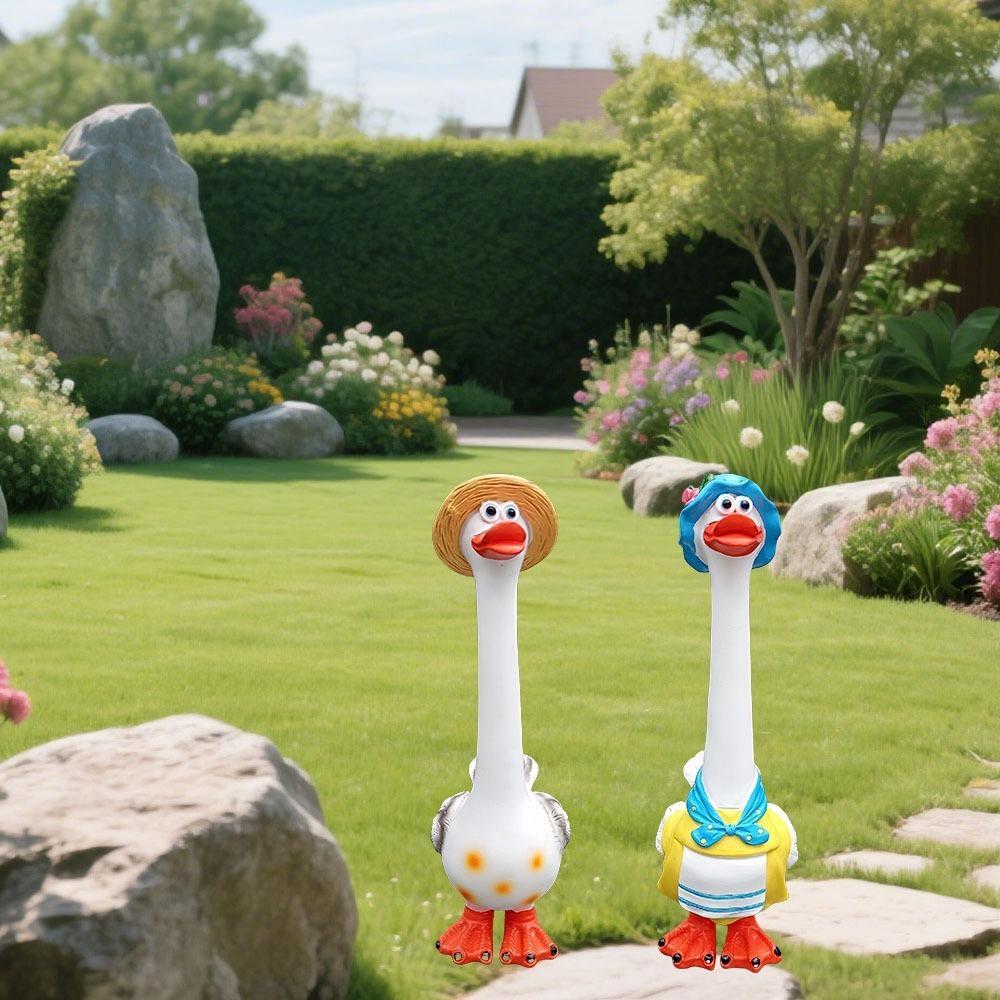 Cute Geese Figurine Resin Duck Sculpture Animal Sculpture Goose Figure  Home Office Desktop Decor