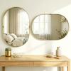 Wall Mirror, Bathroom Mirror with Elevated Aluminium Alloy Frame, 60 x 90 cm, Gold Tone