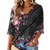 Women's V-Neck Print Lightweight Blouse for Spring and Summer