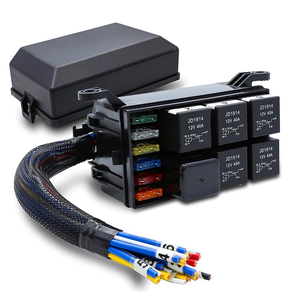 12V 24V 2 3 4 6 11Way Relay Box Fuse Relay Box with 4P 5P Relays 12V 24V Automotive Universal Fuse Panel For Automobiles Ships Relays 5