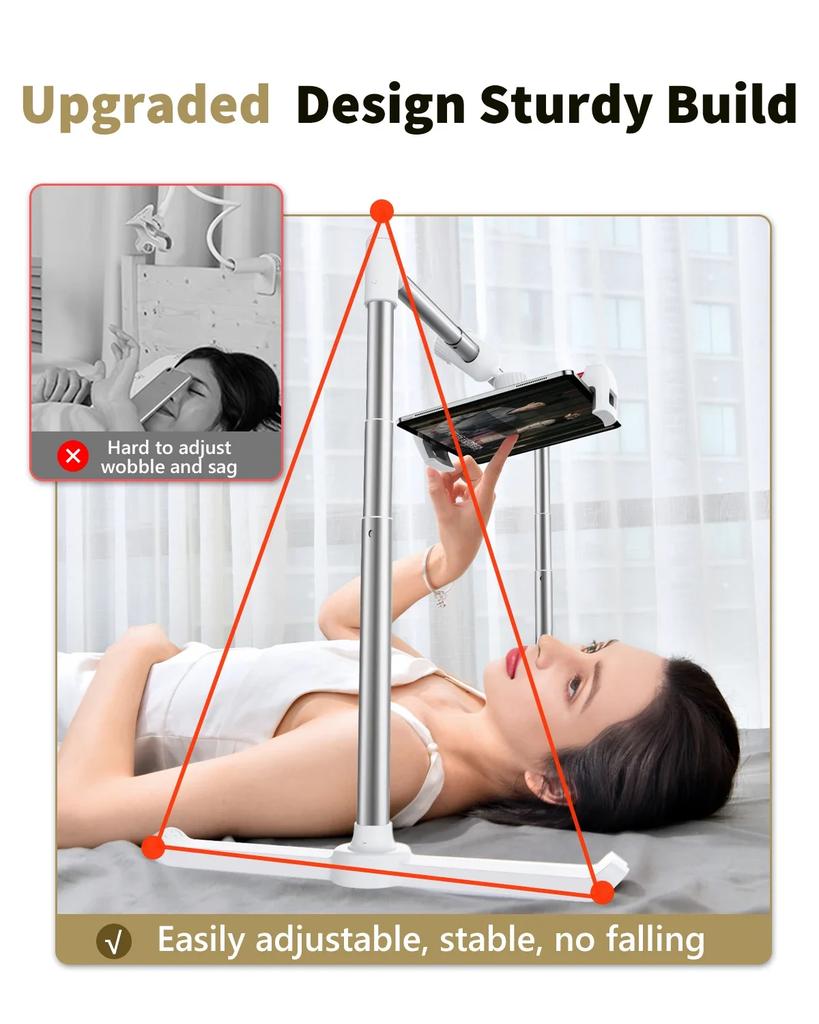 Oatsbasf Tablet Stand for Bed Sofa Laying Down Tablet Holder with 360° Rotation Clamp Hand-Free Stand for 4.5~12.9'' iPad Switch