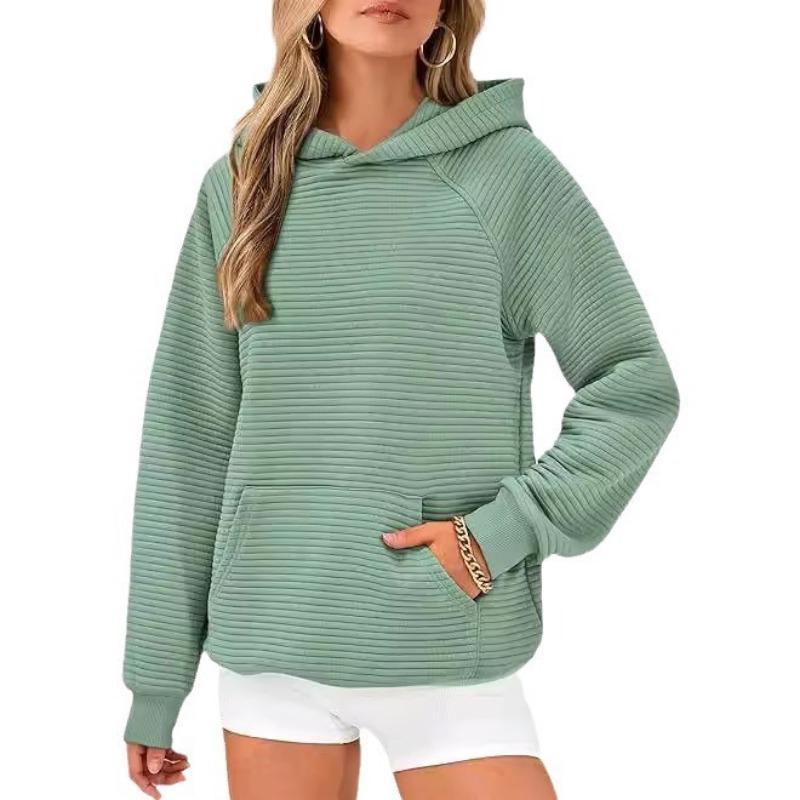 2025 Fashion Striped Loose Long Sleeved Hooded Sweater Women Autumn and Winter Casual Simple Office Sweatshirt Hoodie Elegant Loose Women's Clothing
