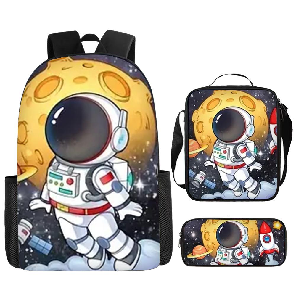 Astronauta Spaziale Anime Set da 3 Pezzi Zaino Studente Scuola Borsa a Spalla Bambino Carino Zaino da Viaggio Regalo di Compleanno per Bambini