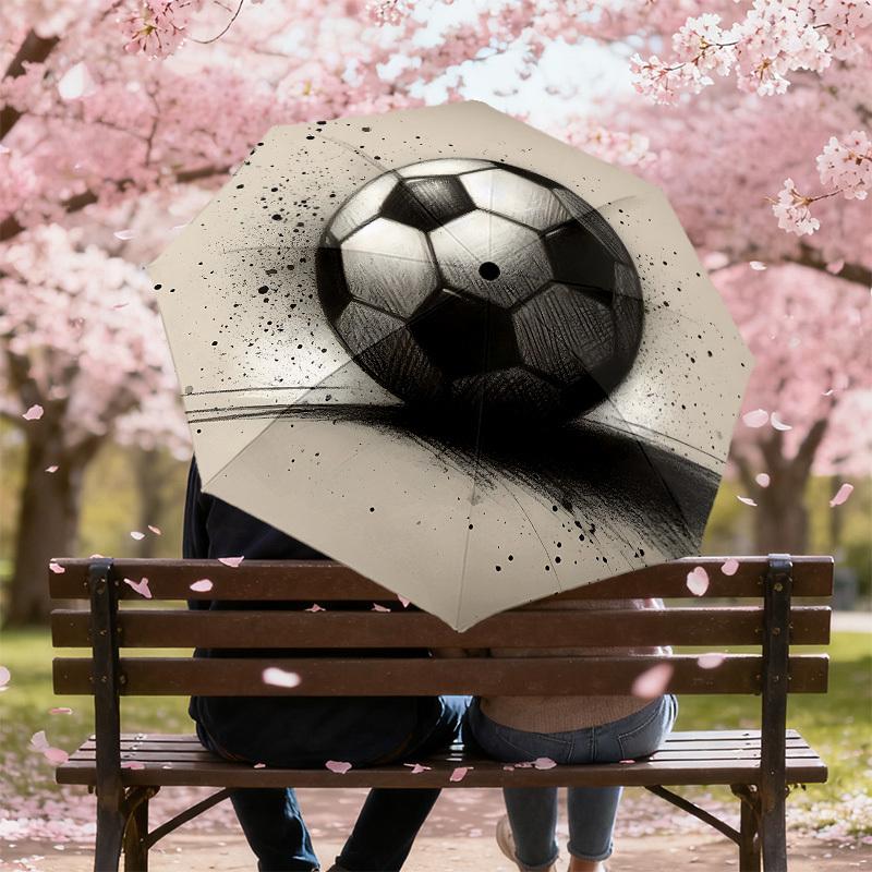 1PC soccer ball Automatic Open/Close Umbrella with Windproof, 8-Rib Sturdy Canopy, Durable Ribs, Fashionable Design,1290a