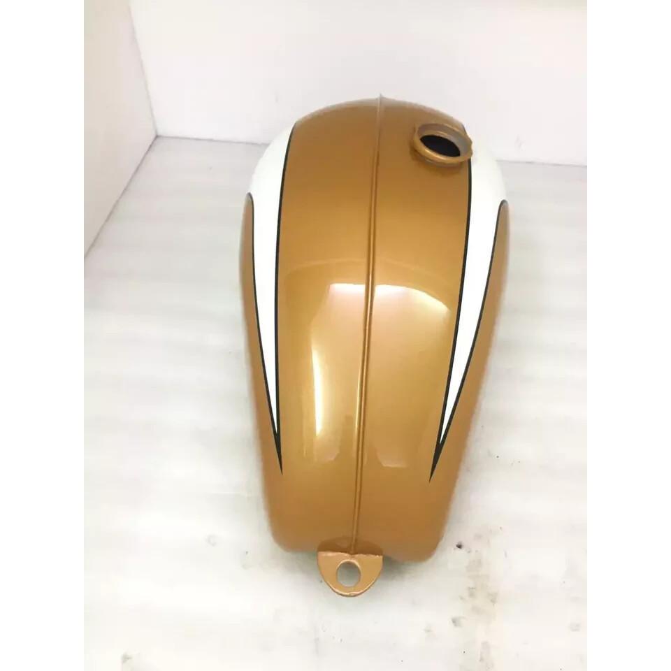 Triumph T120 Golden & White Painted Steel Petrol Fuel Gas Tank |Fit For