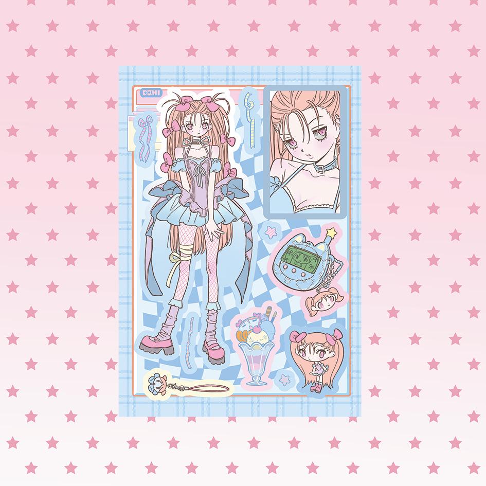 Domi Korean Style Sweet & Cool Girl Character Sticker Book – Creative Journal Stickers