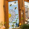 Floral Window Cling Bees And Flower Static Sticker Removable Rainbow