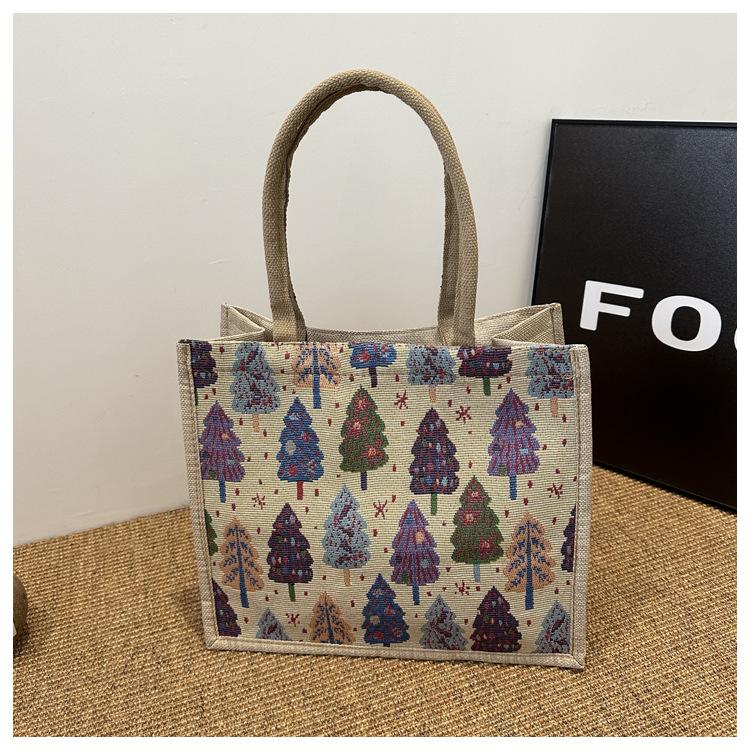 Linen Bag Hand-painted Cotton Sacks Jute Portable Imitation Sacks Linen Bags Shopping Bags Laminated Bags