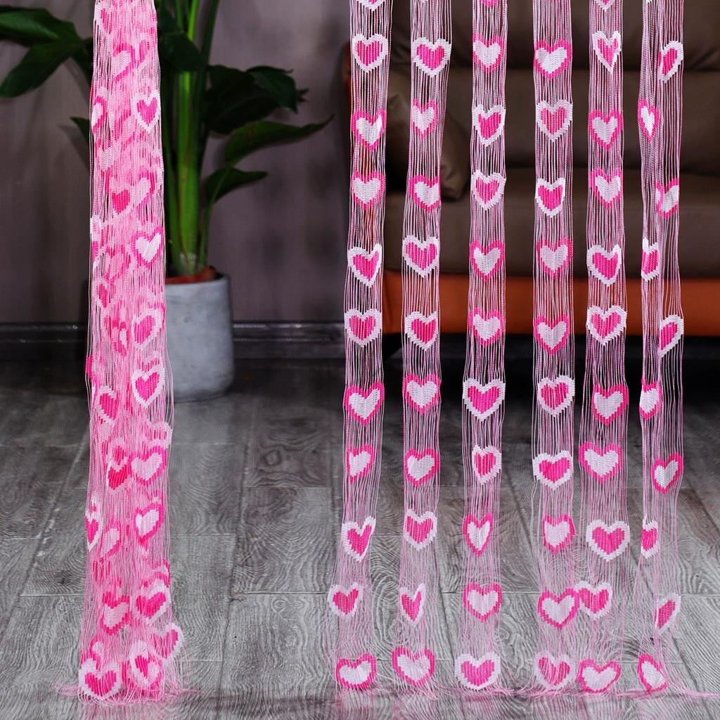 100*200cm Tassel Two-Color Heart-shaped Curtain Romantic Loving Heart String Sheer Curtains for Home Living Room Bedroom Curtain