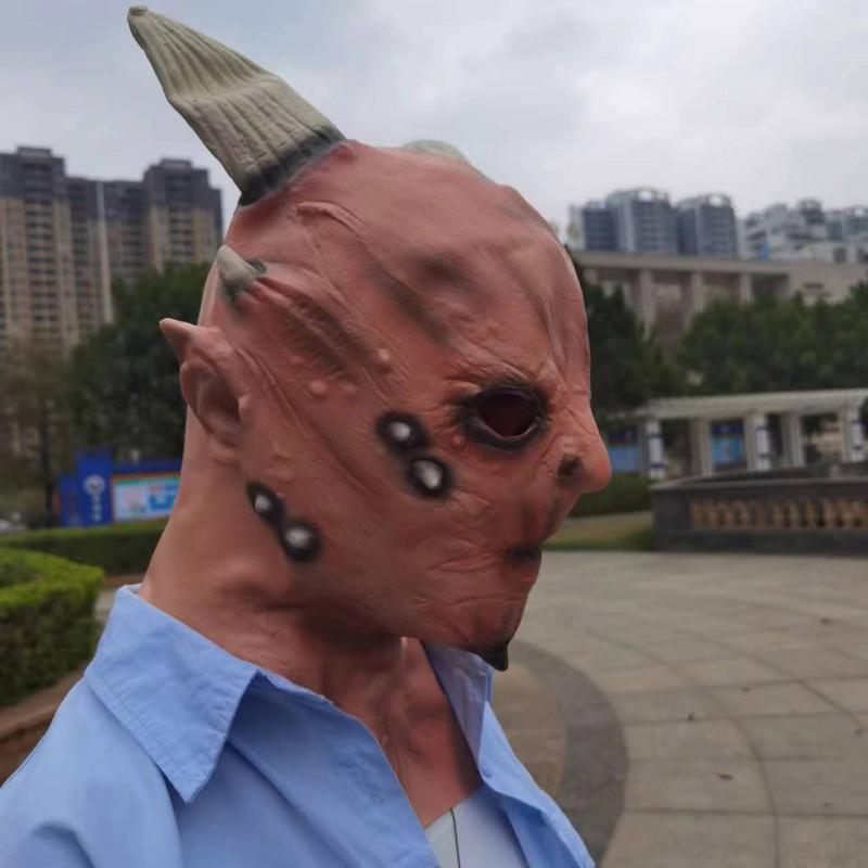 Halloween Horror Latex Mask Ox Horn Devil Cosplay Costume Party Prop