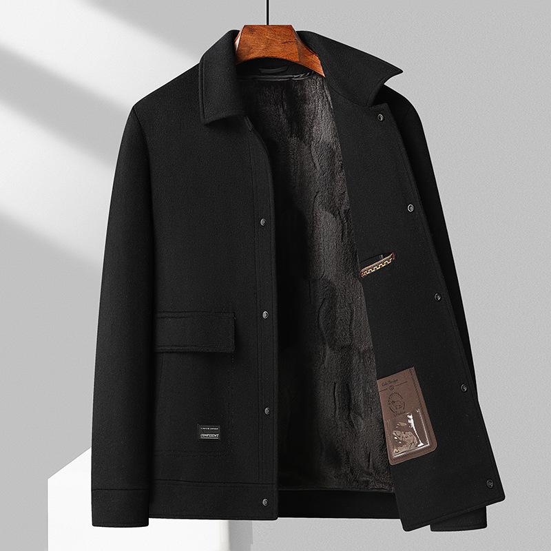 

100% шерсть осень и зима новое двухстороннее шерстяное короткое пальто с золотой бархатной подкладкой джинсовое пальто ветровка мужское пальто 4XL