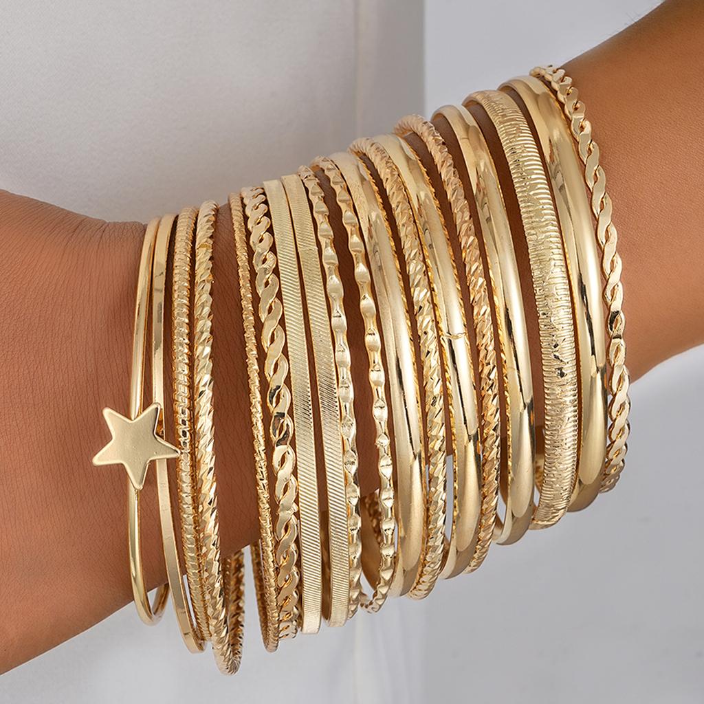 Trendy Star Designs Iron Bracelets 18PCS Pack Sturdy and Elegant for Everyday Wear or Celebration