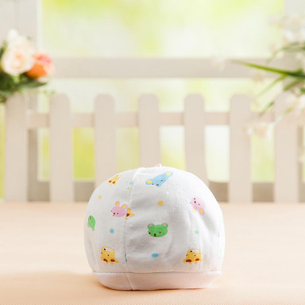 Baby Cotton Newborn Hat Summer Lightweight Breathable Infant Cap with Cute Cartoon Print for 0-6 Months