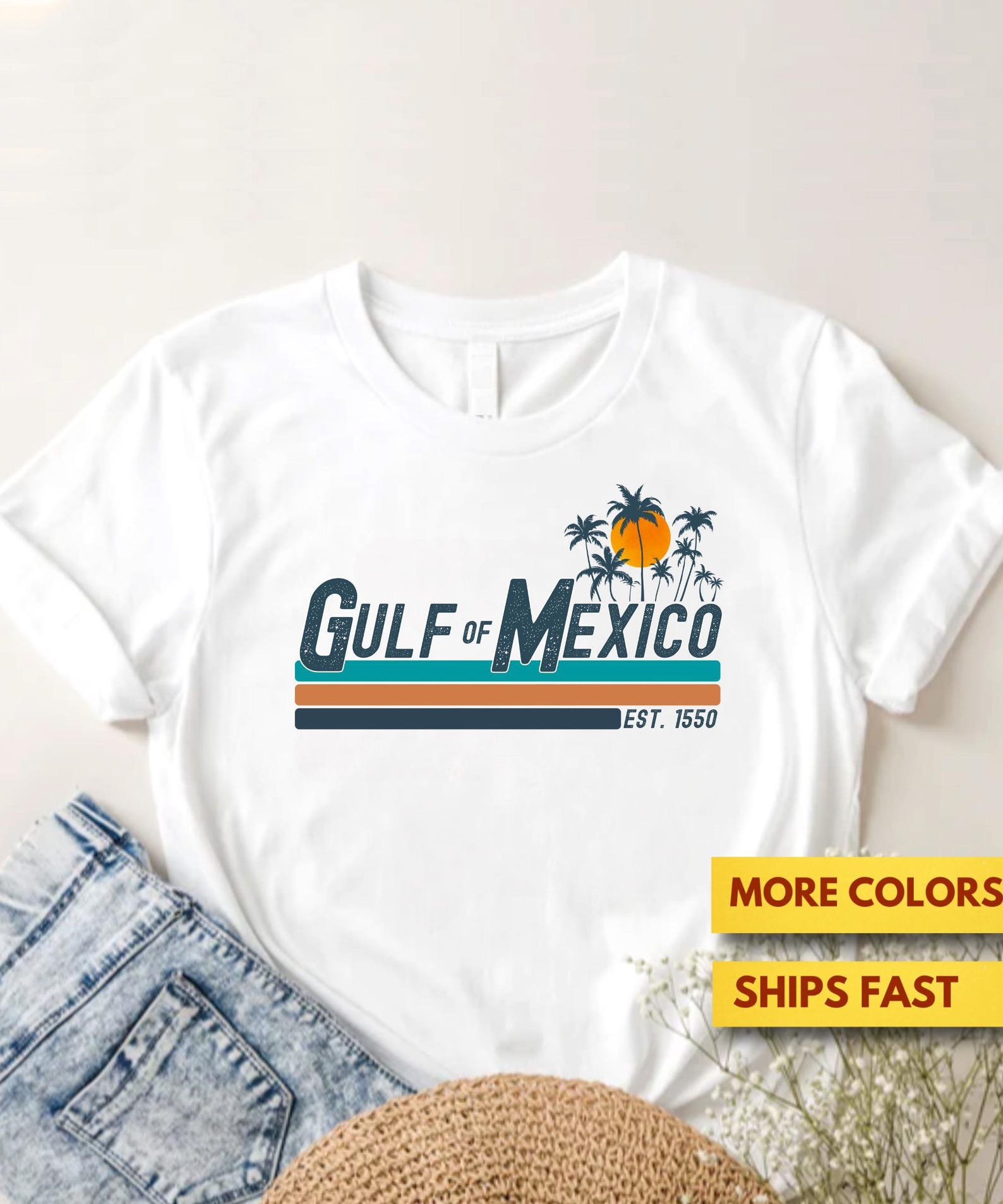 Gulf of Mexico Est 1550 Retro Vintage Beach Shirt, Gulf of America 2025, Donald Trump, Politics, GifT shirt, Ultra Soft Premium Tee 4XL
