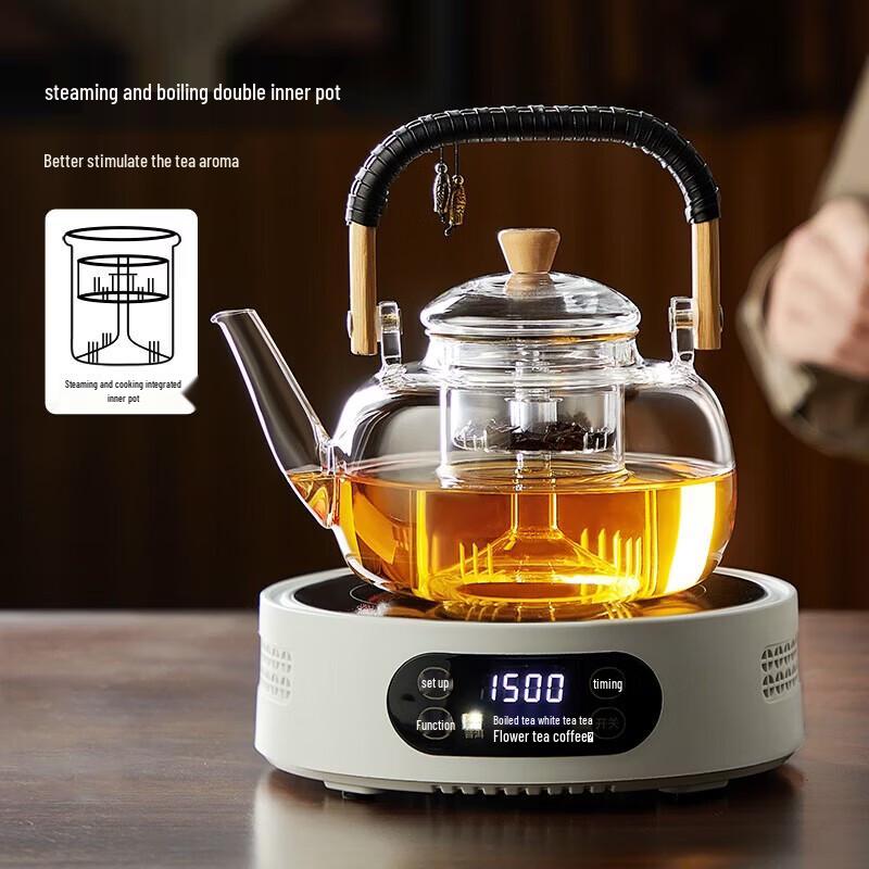 YIHUTEA Heat-Resistant Glass Tea Pot with Dual Infusers