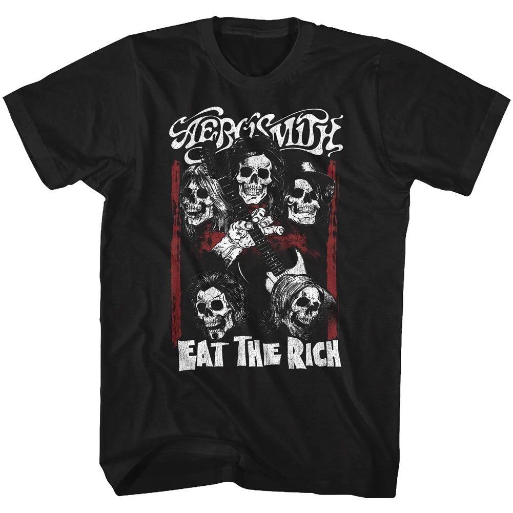 Aerosmith - Eat The Rich Skull - American Classics - Solid Black Short Sle 130