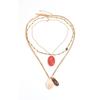 Minimally designed multi-layer resin pendant with diamond inlaid geometric necklace for women's summer fashion collarbone chain
