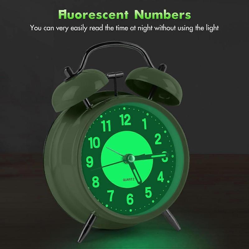 Alarm Clock, Silent Alarm Clocks Bell Alarm Clock Retro Alarm Clock With Light, Kids Alarm Clock with Twin Bellfor Loud Alarm Clock for Heavy Sleepers