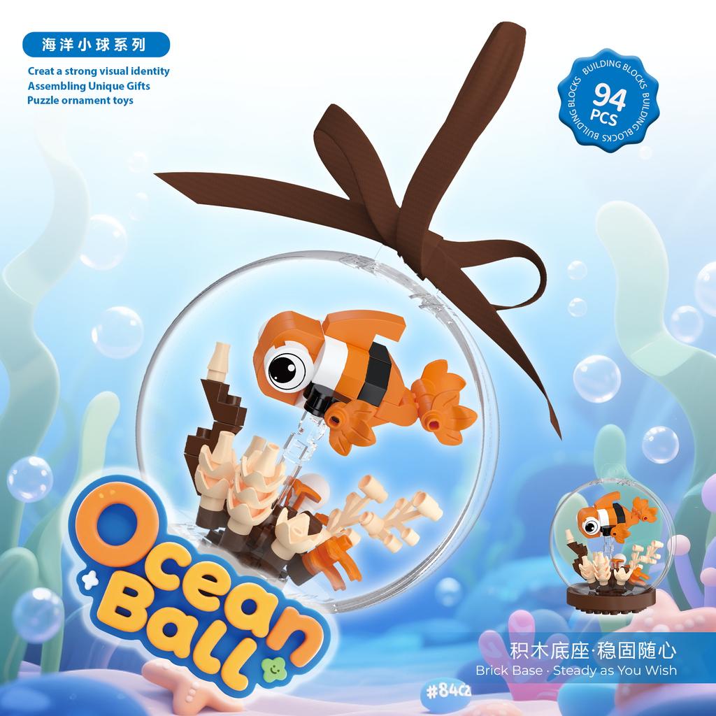 Neue Produkte Ozeanball Bausteine Montage Spielzeug Mikroblöcke Tiermodelle Lernspielzeug Desktop, Hängeornament
