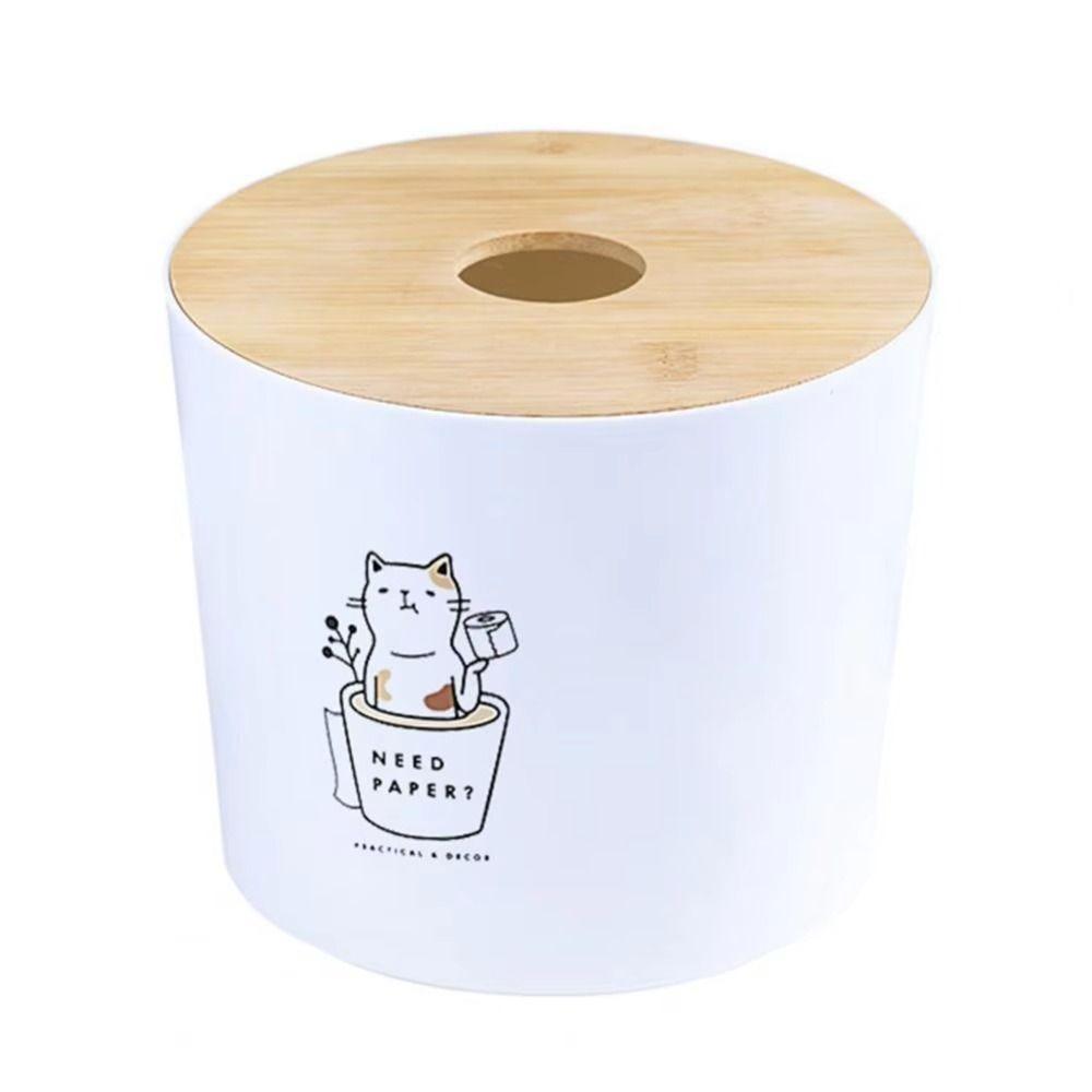 

Round Roll Paper Box Large Capacity Napkin Holder Case Tissue Storage Box Tissue Organizer Style 2