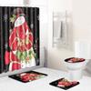 Christmas Shower Curtain Floor Mat Combination Four-Piece Set Bathroom Non-Slip Mat Toilet Absorbent Door Mat Carpet