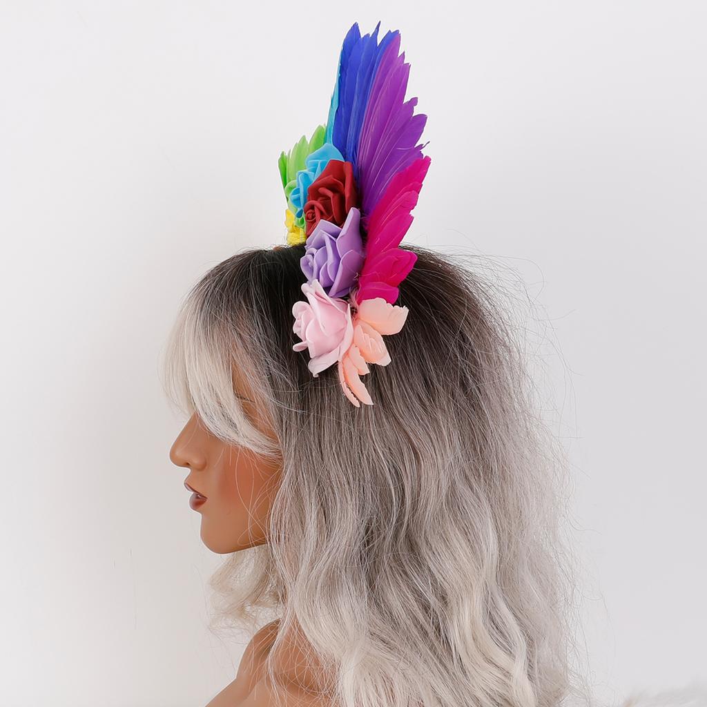 Handgefertigte weiche Feder Kopfschmuck Karneval Halloween Blumiges Stirnband Rose Angepasste Farbe Benutzerdefinierte Größe Hochzeitsgeschenke Partys