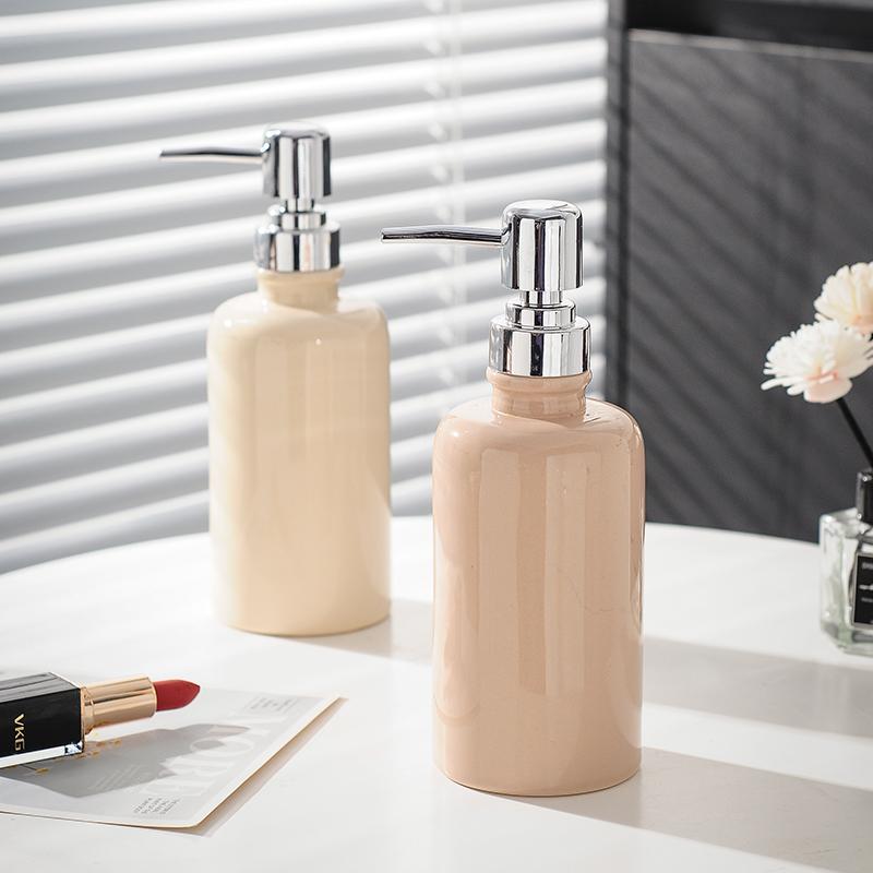 Modern Cylindrical Press Soap Dispenser Bathroom Shampoo Shower Dispensing Bottle Ceramic Soap Dispenser Bathroom Accessories