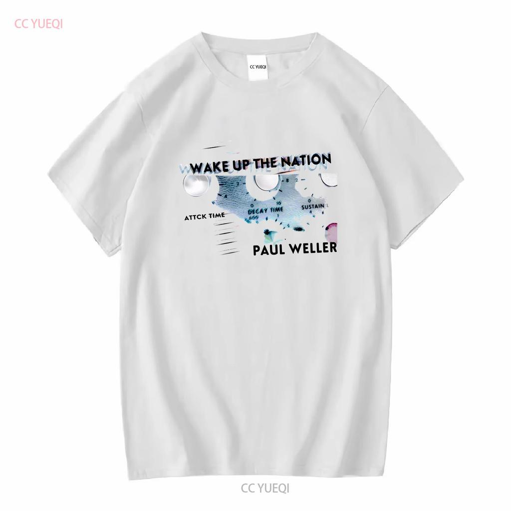 PAUL WELLER WAKE UP THE NATION WHITE T SHIRT NEW OFFICIAL MOD JAM STYLE COUNCIL long or short sleeves vintage Washed Stretched