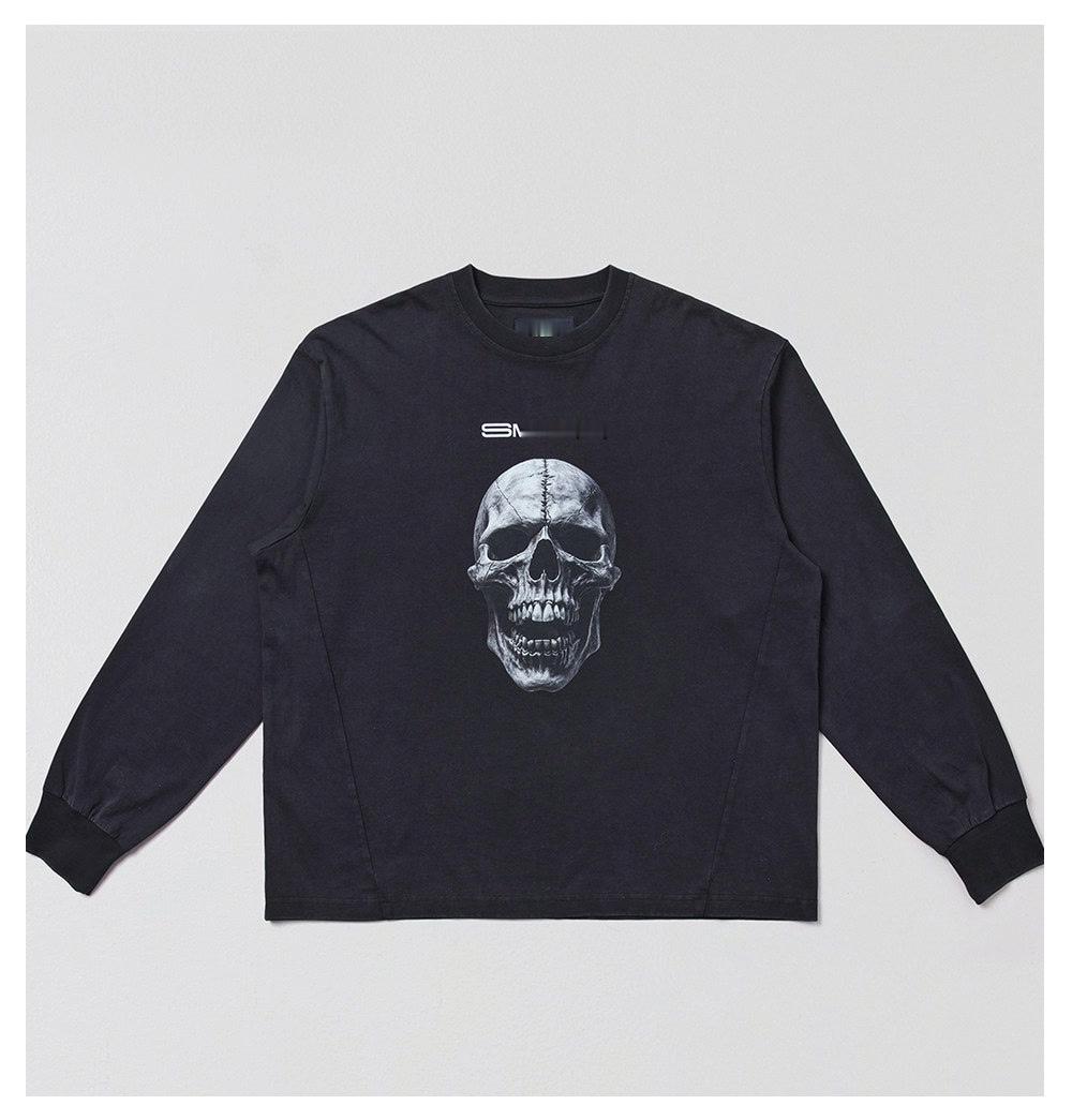 Новое поступление Весна 2026: Вечная статуя Череп Классическая хлопковая футболка с длинным рукавом M