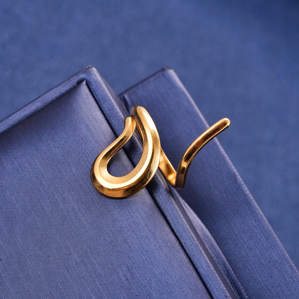 Gold Stainless Steel Resizable Opening Ring for Women Men Snake Circlet Engagement Wedding Band Metal Jewelry Couple Gift