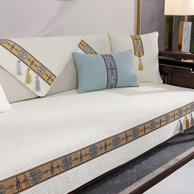 Solid Wood Sofa Cushion New Chinese High-grade Non-slip Cushion Pure Cotton Four Seasons General Simple Modern Sofa Cover Cover