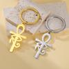 LIKGREAT Eye of Horus Keychain Ancient Egypt Ankh Cross Keyring for Women Men Stainless Steel Talisman Cross Jewelry Gifts