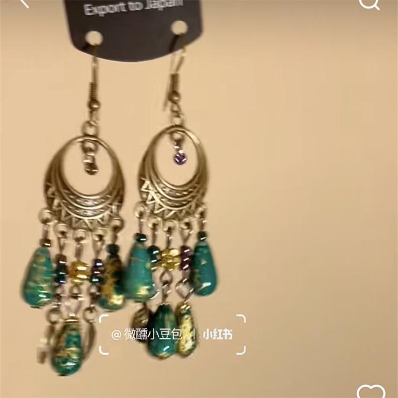 

Богемные этнические серьги с бахромой, женские серьги высокого класса, нишевые, в стиле для отпуска, серьги в стиле ретро, модные, универсальные