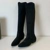 Women's High Boots Pointed Toe Square Heel Suede Roman Style Brown Knee-high Boots Women's Casual Low Heel Versatile Botas Mujer