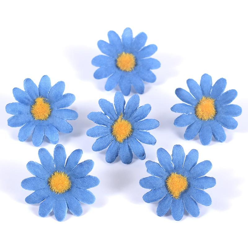 50PCs Dasiy Artificial Flowers 3.5cm Fake Flower Head For Home Wedding Garden Decoration DIY Bride Wreath Accessories Gift Craft
