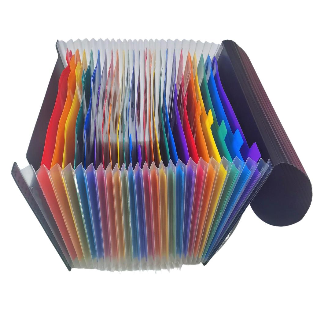 UNUS Black Waterproof Accordion Expandable 24-Pocket PP Plastic A4/Letter Size Document Holder File Folder Organizer