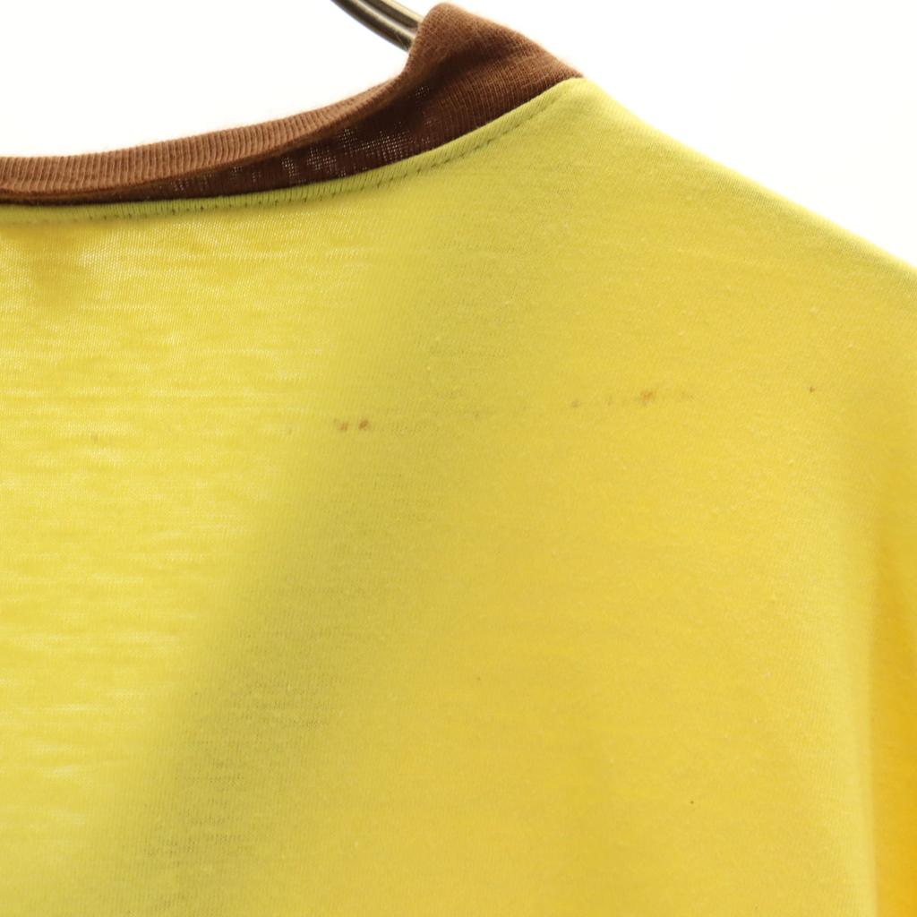80er Vintage Kurzarm T-Shirt Gelb Herren Gebraucht