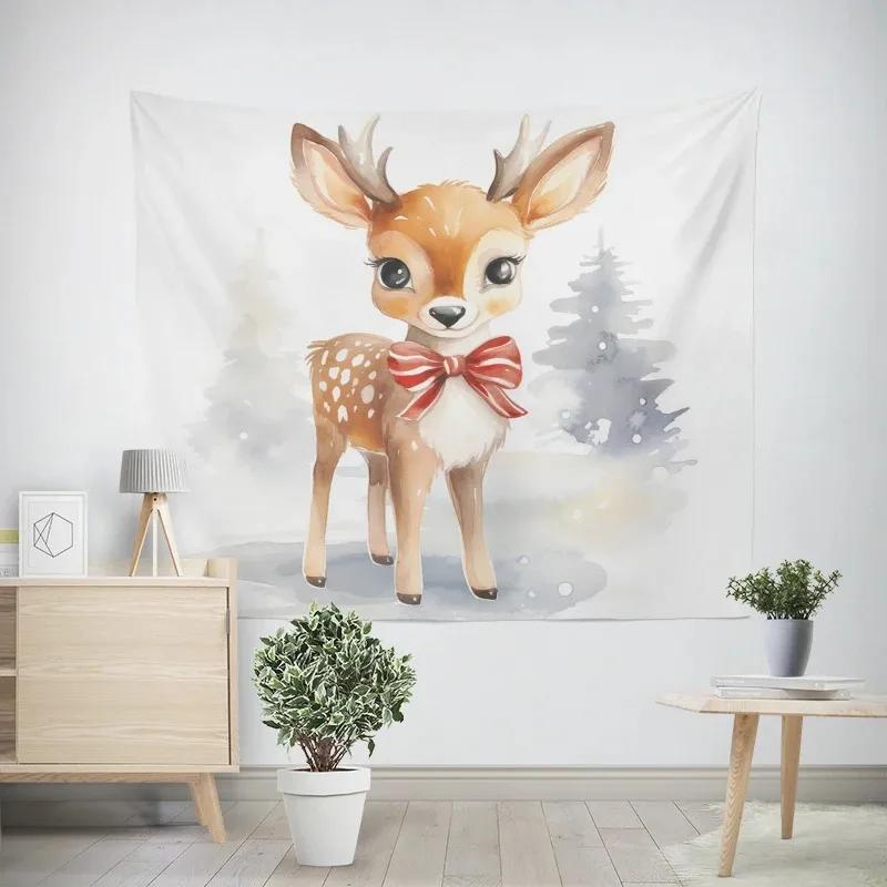 Weihnachten Neujahr Schlitten Elch Wandteppich Wohnzimmer Sofa Heimdeko Weihnachtsgeschenk