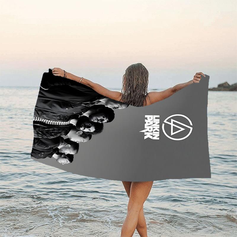 1pc Linkin Park1 Beach Towel, Beach and Seaside Swimming Pool Equipment, Fashion Pattern, Rectangular, Travel Essentials