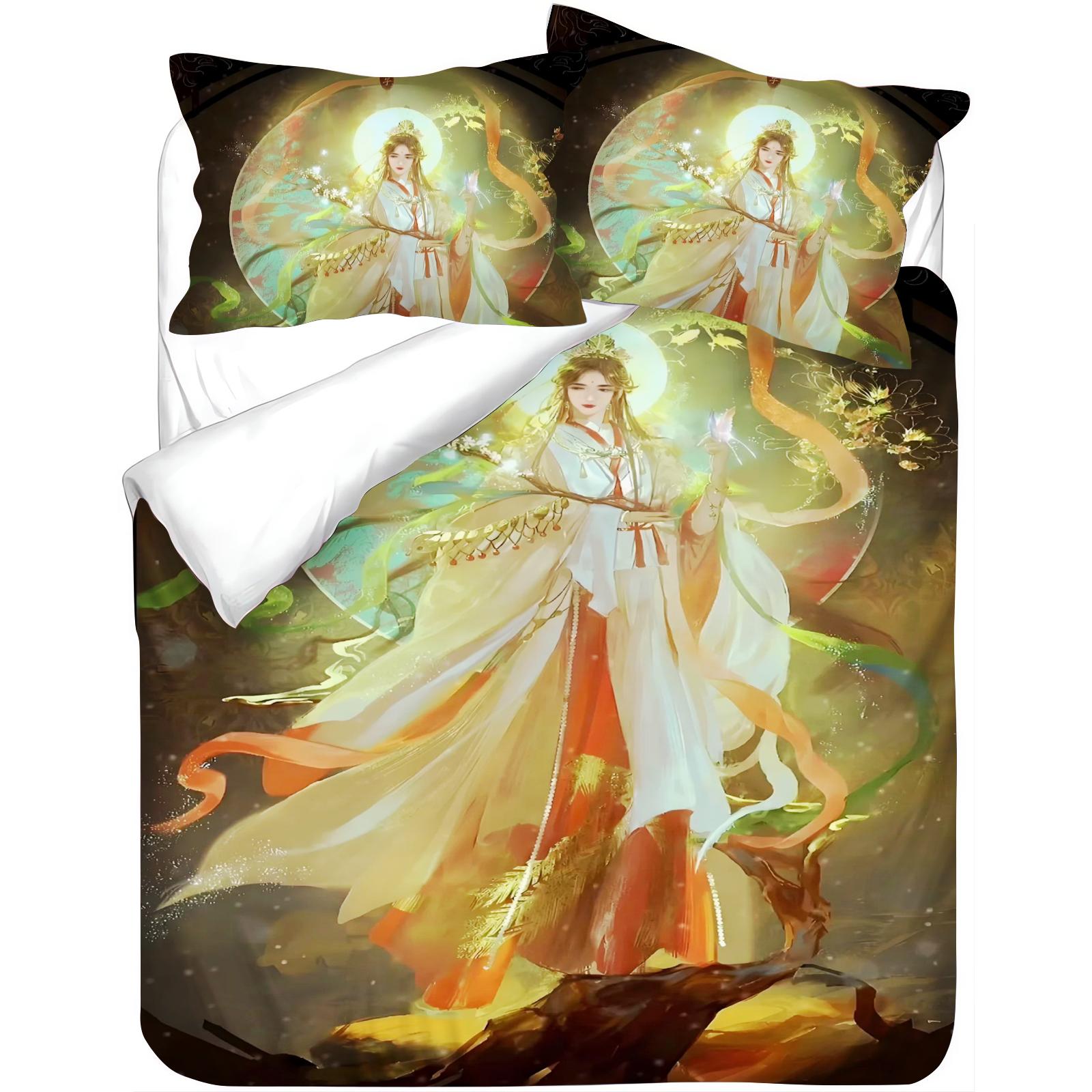 Благословение Небожителя Аниме Комплект Постельного Белья, Полиэстер Цифровая Печать Пододеяльник, Застежка-молния Машинная Стирка Детский Декор 135x200cm