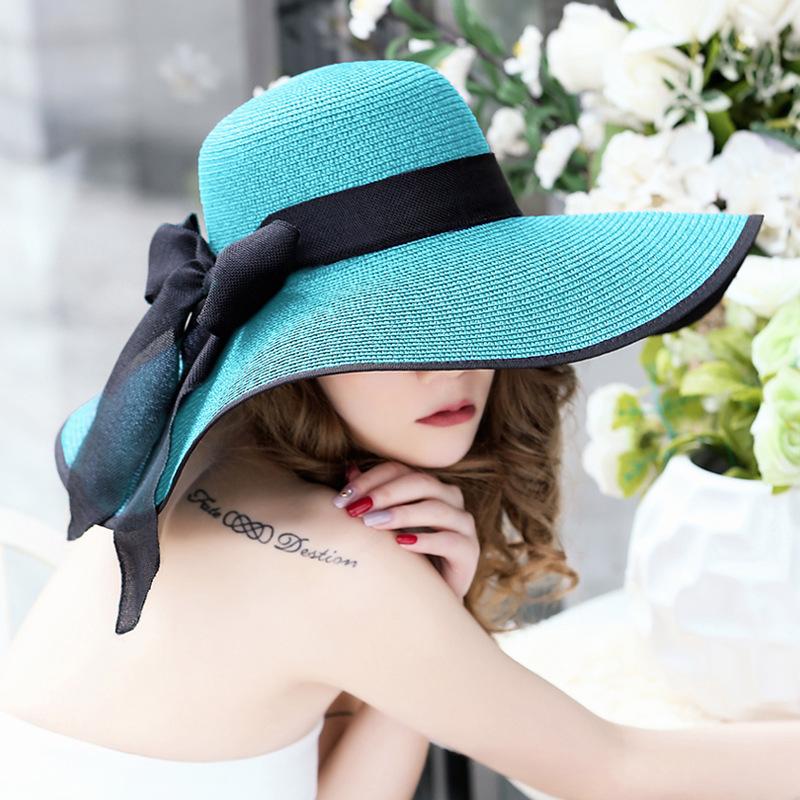 Beach hat shade summer straw hat big edge hat children foldable sun hat travel seaside versatile vacation