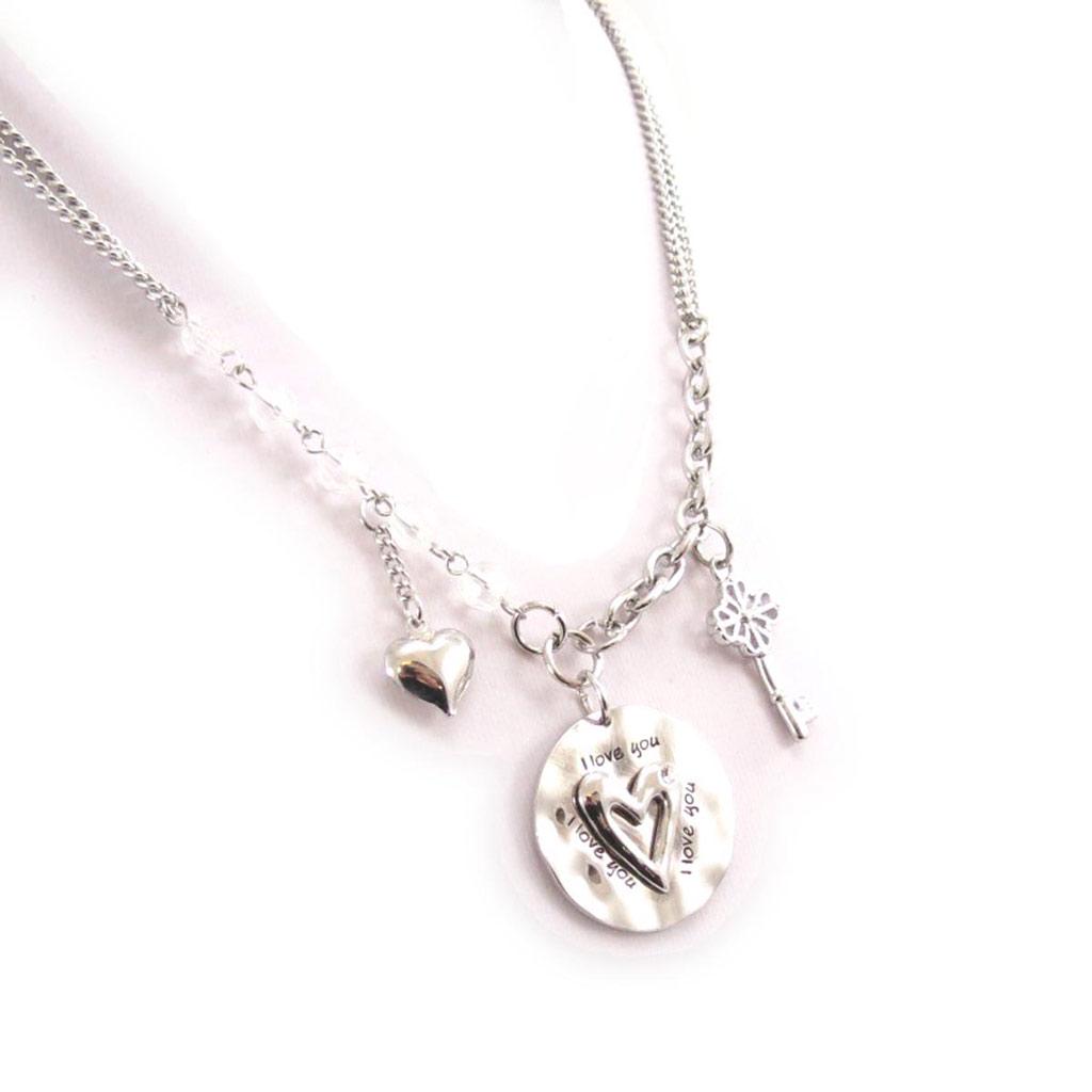 Les Trésors De Lily [J7779] - Designer-Halskette 'Love' silberweiß