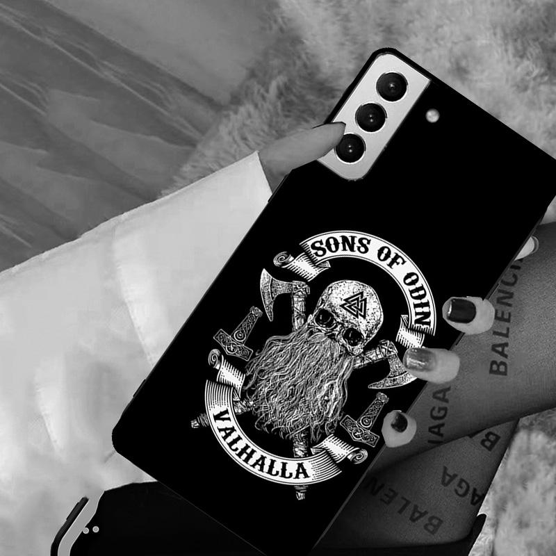 Viking Ragnar Lodbrok Valhalla Odin Ravens Phone Case For Samsung Galaxy S21 Ultra S20 FE Note 20 S8 S9 S10 Plus S22 Ultra Cover
