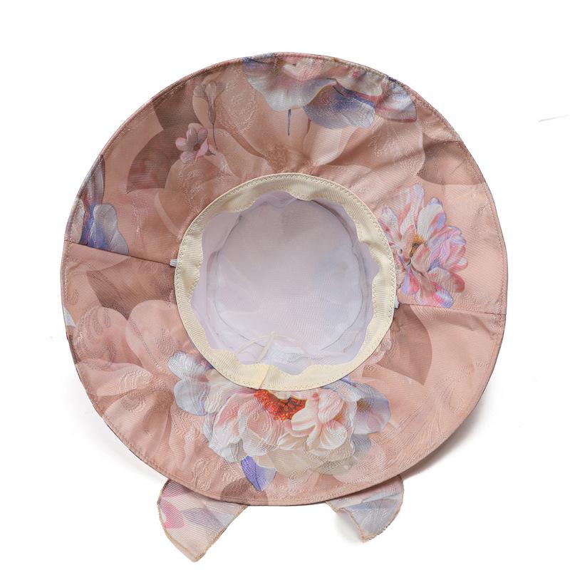 Spring/Summer Tie-dye Flower Pattern Fisherman Hat, Lightweight Breathable Basin Hat, Elegant Bow Sun Protection Bucket Hat for Women