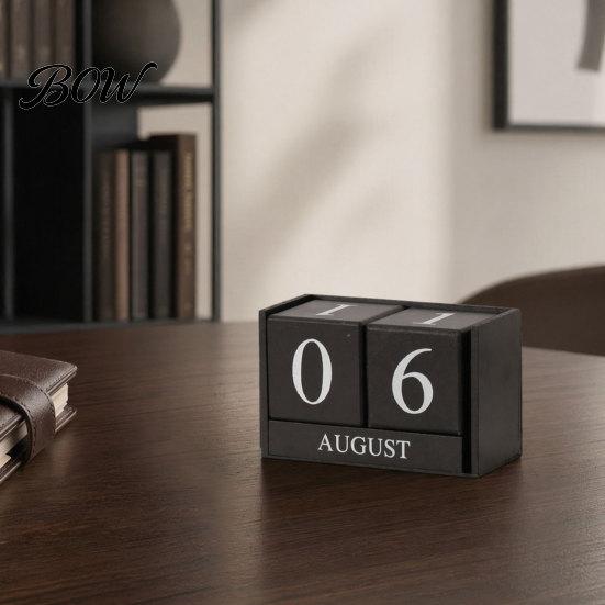 Durable Iron Art Calendar Metal Bird Perpetual Desk Calendar, Frame Desktop Office Accessory with Rotating Flip Month Date Display for Home