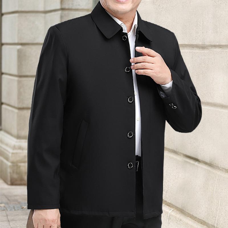 Men's Jacket Fleece Thickened Jacket Dad Cotton Coat Warm Loose Autumn and Winter