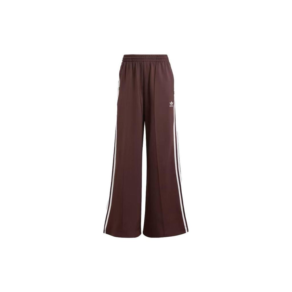 adidas Originals Striped Elastic Waist Wide Leg Loose Casual Pants Women Bottoms Brown II0730