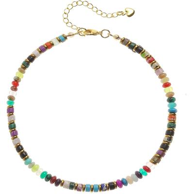 Naturstein Perlen Fußkettchen für Frauen Mädchen Handgefertigt Sommer Strand Boho Türkis Perlen Knöchelarmband Fußschmuck Geschenk für Sie